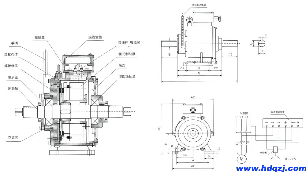 廠用BZES隔爆封閉式制動(dòng)器外形尺寸圖